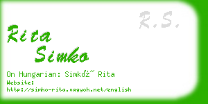 rita simko business card